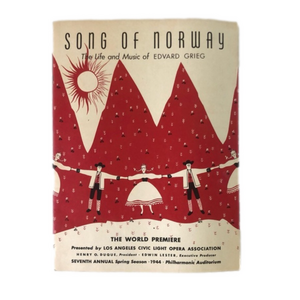 Los Angeles Opera playbill 1944 “Song of Norway” Edvard Grieg Spring vintage